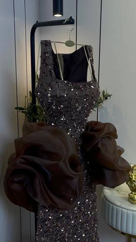 فستان سهره شك باكمام منفوخه - S