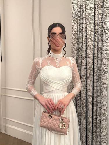 فستان بليسيا مع دانتيل  - ابيض - S