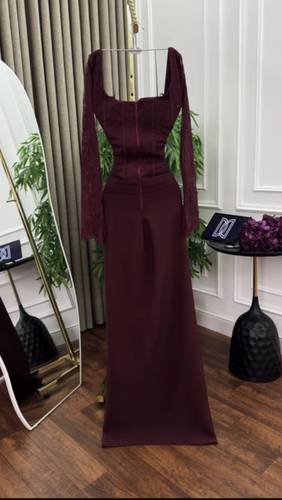 فستان سهره باكمام طويله - اسود - 3XL
