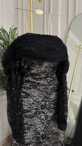 فستان سهره مطرز بذيل تل  - S
