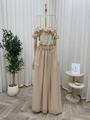 فستان سهره خرز شيفون  - S