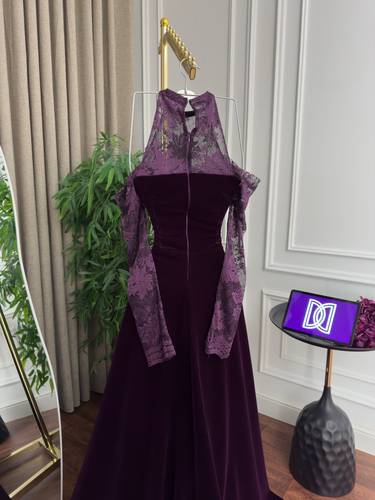 فستان سهره مخمل  - موف - 3XL