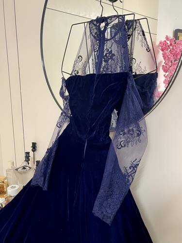 فستان سهره مخمل  - موف - 3XL