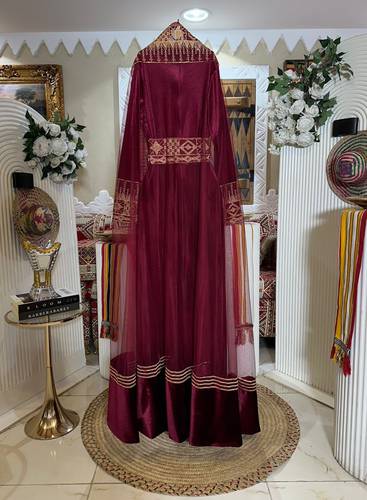 جلابيه تراثيه 3 الوان  - احمر  - 3XL