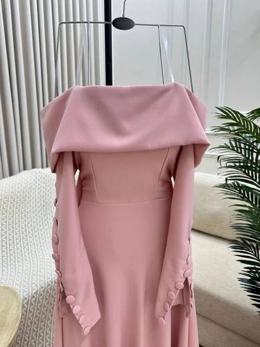 فستان سهره بذيل مورد 3 الوان  - 2XL - لحمي