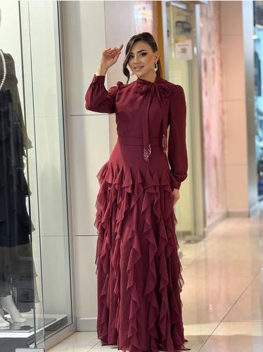 فستان سهره شيفون  - S