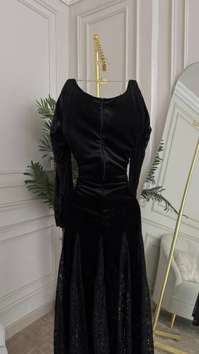 فستان مخمل كم طويل  - 2XL