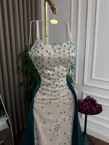 فستان سهره مزين فصوص كرستال  - S