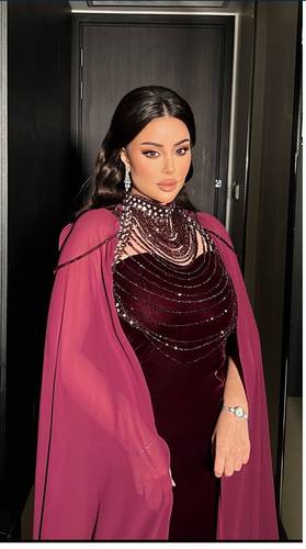 فستان سهره مخمل مزين باكسسوار  - S