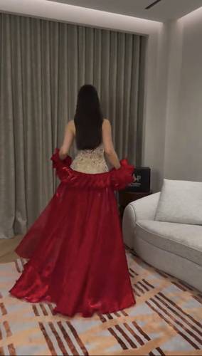 فستان سهره خرز كرستال  بذيل  - S