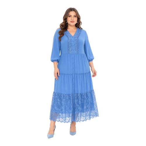 فستان شيفون جورجيت مع دانتيل مع تطريز  ألوان منوعه مقاسات كبيرة ماركة GUMANIZE