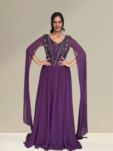 فستان سهرة انيق لون ليكي مع صدر شك  MODA POINT 
