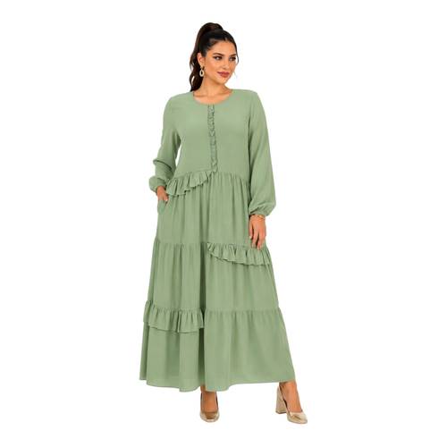 جلابية كريب قطني ناعمة طبقات  – لون تفاحي Brand: Bluemese Code: 3311