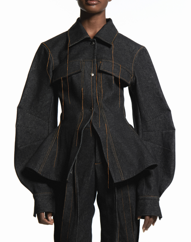 Cinched Dark Denim Jacket 