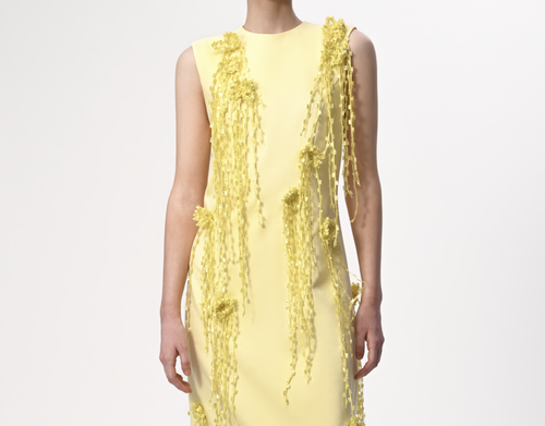 Yellow Crochet Embroidered Dress