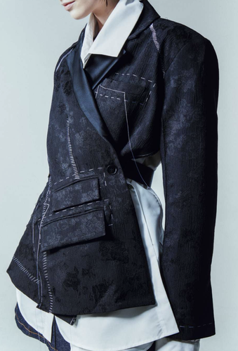 Backless Jacquard Tailored Blazer