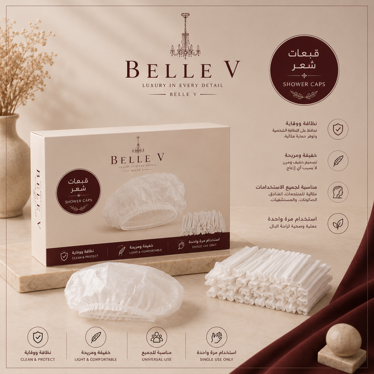 *بونيه استحمام Belle V شفاف - حماية كاملة لشعرك*