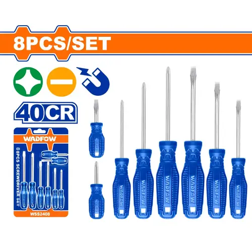 طقم مفكات يد ازرق 8Pcs WADFOW WSS2408