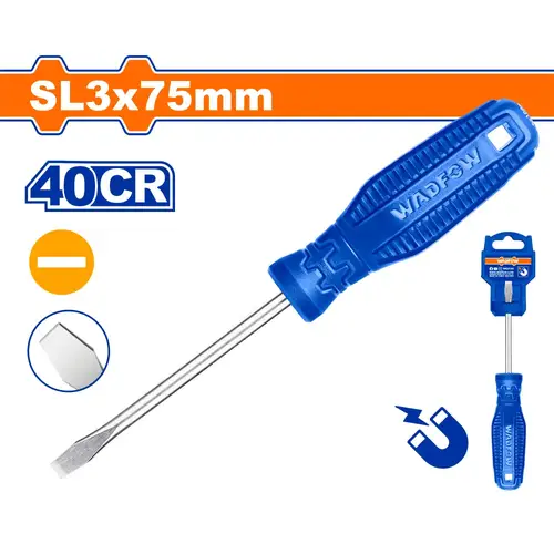 مفك يد ازرق شق SL3x75mm WADFOW WSD3233