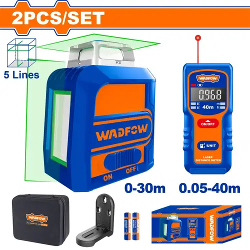 مجموعة ميزان ليزر ثلاث خطوط مع متر ليزر WADFOW WLDK3901
