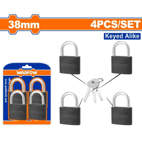 طقم اقفال رمادي مفتاح واحد رباعي 38mm WADFOW WPD5444