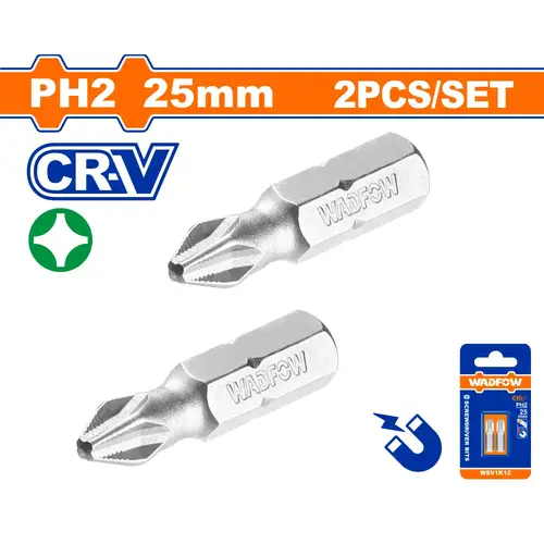طقم حبة دريل مربع ثقيل PH2 25mm WADFOW WSV1K12