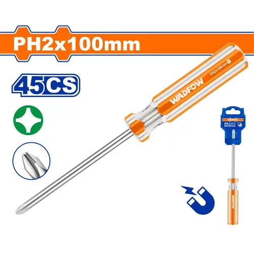 مفك يد ملون مربع PH2x100mm WADFOW WSD6224