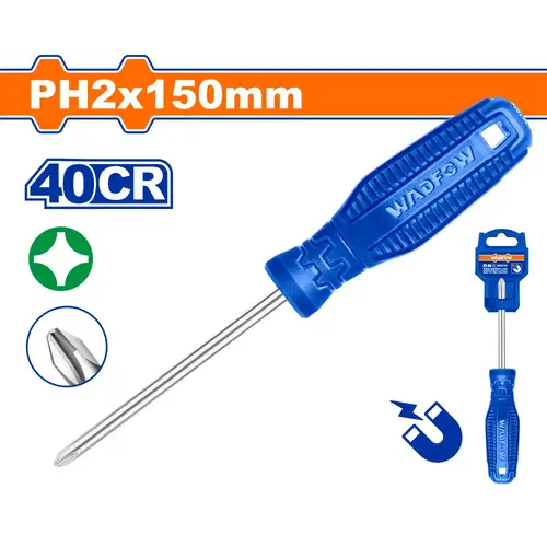 مفك يد ازرق مربع PH2x150mm WADFOW WSD4226