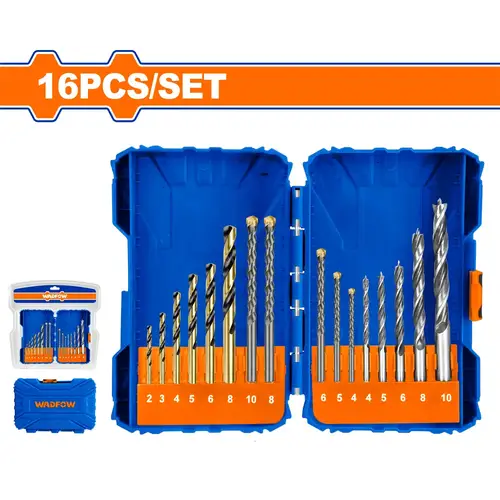 16 Pcs metal, masonry and wood drill bits set