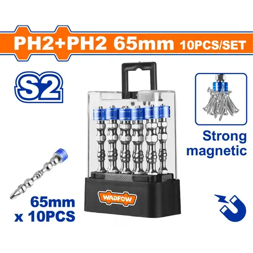 مجموعة رؤوس مفكات ممغنطة قوية 65MM WADFOW WSV3B01