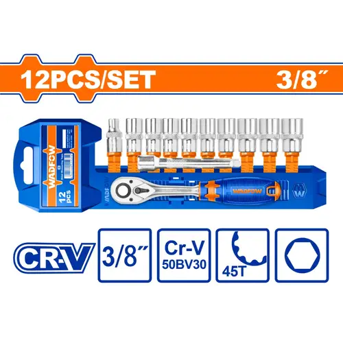 طقم يد اتوماتيك مع حبوب وتوصيلة 12Pcs 3/8