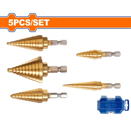 Step drill bit set