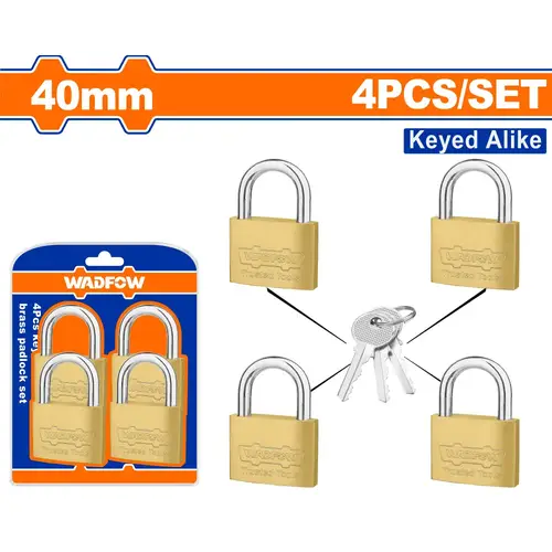 طقم اقفال نحاس مفتاح واحد رباعي 40mm WADFOW WPDT444