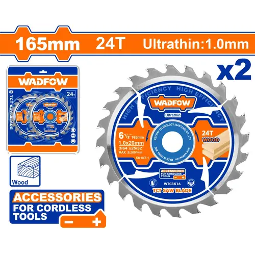 ديسك قص خشب 165mm 24T WADFOW WTC3K16