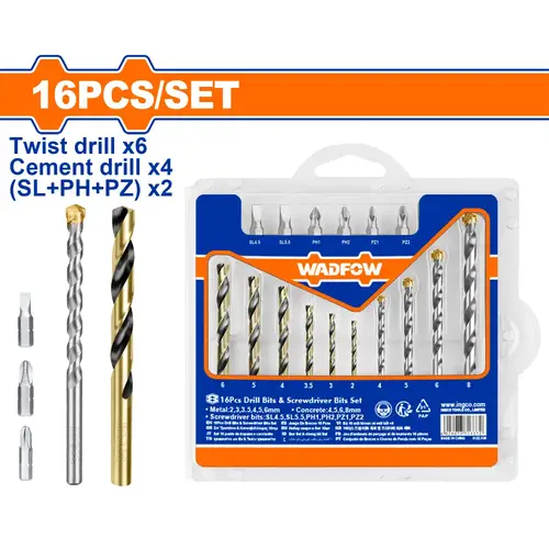 16 Pcs drill bits & screwdriver bits set