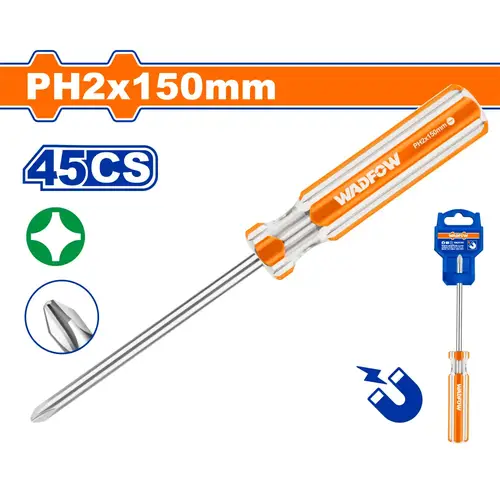 مفك يد ملون مربع PH2x150mm WADFOW WSD6226