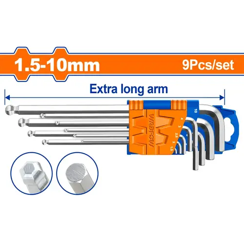 طقم مفتاح ألنكي مسدس طويل 9Pcs WADFOW WHK2292