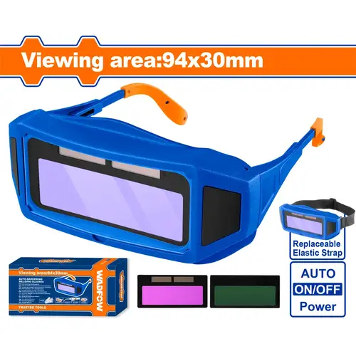 Auto-darkening welding glasses