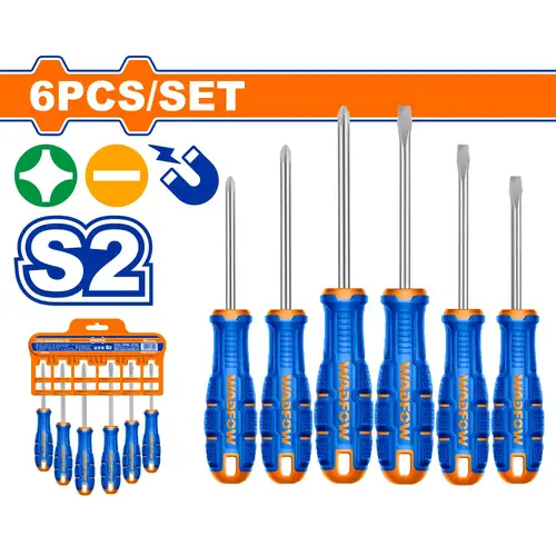 طقم مفكات يد ربل PH2x38mm 6Pcs WADFOW WSSA406