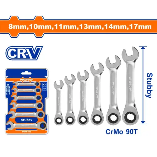 6 Pcs Short ratchet spanner set