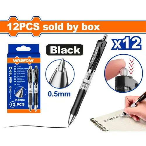 علبة أقلام اسود 12PCS WADFOW WAK2501