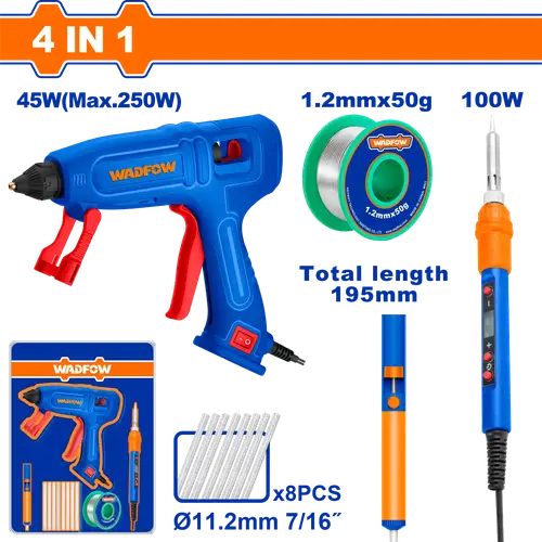 مجموعة مسدس سلكون مع كاوية لحام  4IN1 WADFOW WGLS1401-8