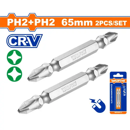طقم حبة دريل مربع طرفين ثقيل PH2+PH2 65mm WADFOW WSV0K12