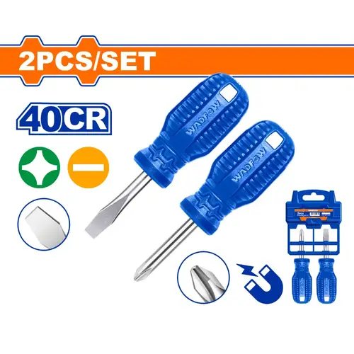 طقم مفكات يد ازرق SL6.5*38mm 2Pcs WADFOW WSS2202