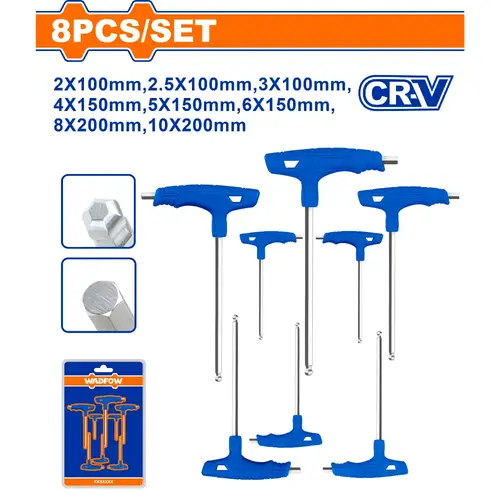 8 Pcs T-handle ball point hex wrench set
