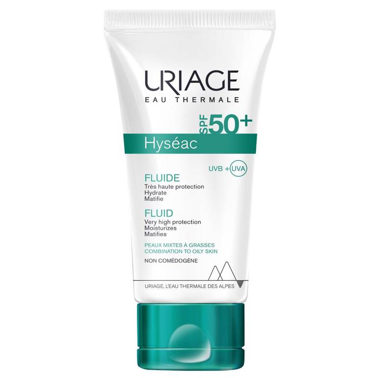 Uriage, Hyseac, Fluid Sun Protection Spf 50+, Very High Protection, for Oily Skin - 50 Ml