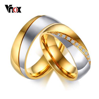 Vnox-خاتم زواج من الفولاذ المقاوم للصدأ للرجال والنساء ، خاتم زواج ، أحجار تشيكوسلوفاكيا ، هدية الذكرى السنوية ، مجوهرات مخصصة