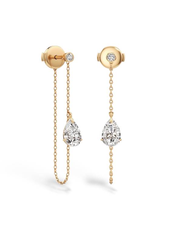 The Solitaire Pear Chain Threader Earrings
