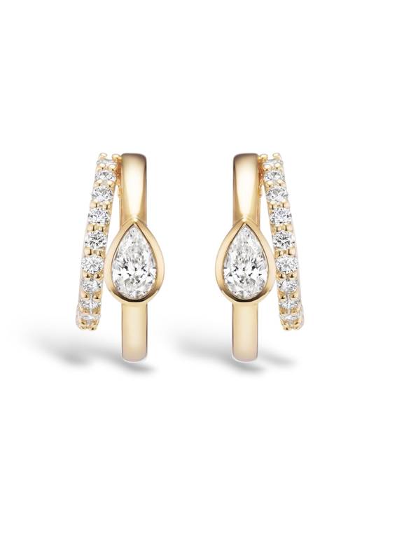 The Bezel Pear Dual-Band Hoops