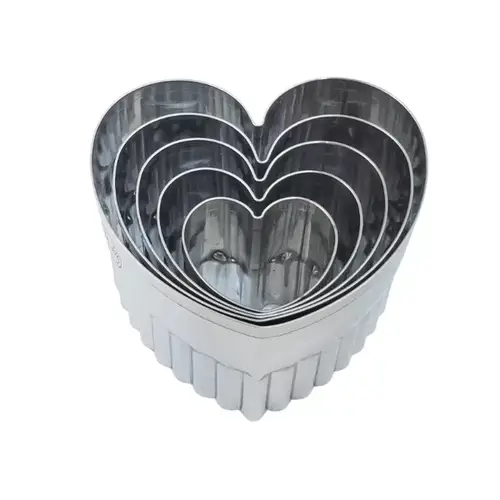Fluted Heart Shapes Cookie Cutters Molds From Heavy Duty 304 Stainless Steel Set of 5
